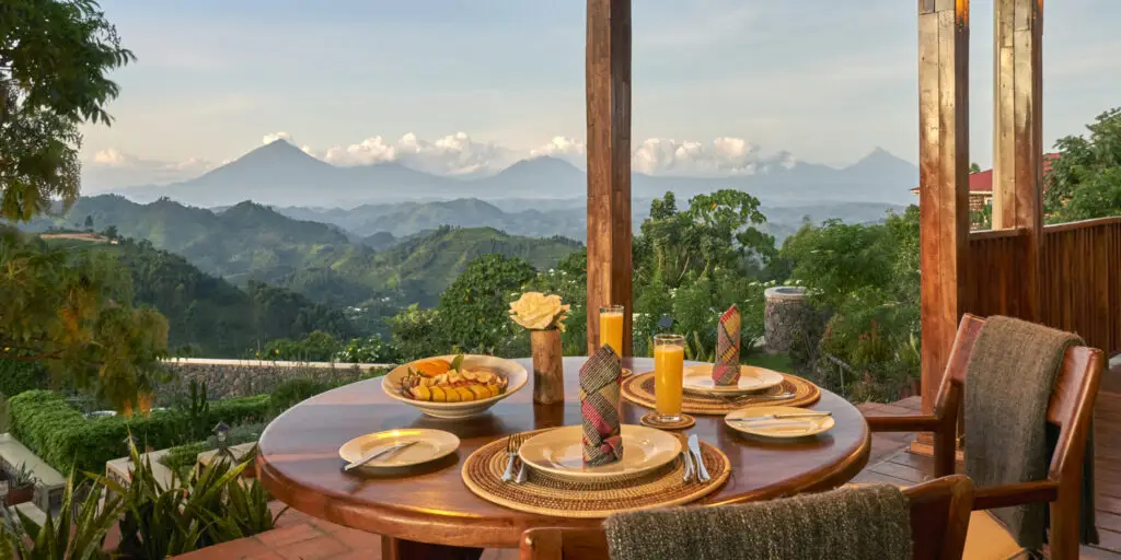 breakfast with a view nkuringo bwindi gorilla lodge bwindi impenetrable national park uganda Uganda Safaris | Tribes Gorilla Trekking Tours